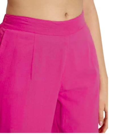 Image of Aarav Fabric Women's 100% Cotton Casual Pant | Ankle Length Regular fit Cotton Trouser | Straight Fit Formal Pants for Kurti, Office, Casual and Daily Outdoor Lifestyle