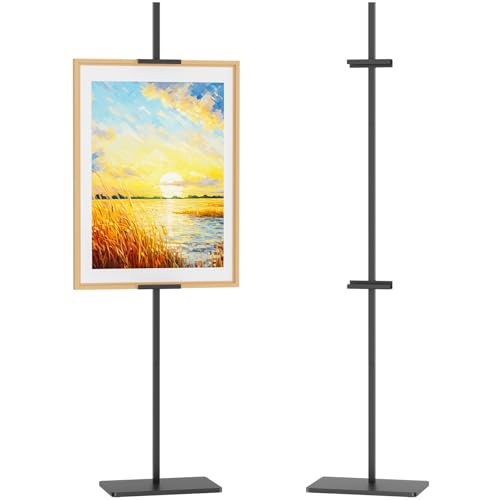Kawaiita Adjustable Easel Stand for Picture Frames, Holds Frames Up to 63" Tall, Floor Heavy Duty Metal Display Holder Stand for Sign, Tabletop Sturdy Art Easel for Home, Office, Galler