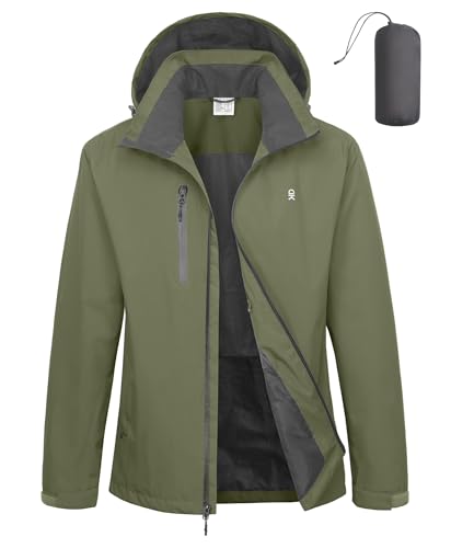 Image of Little Donkey Andy Mens Waterproof Rain Jacket Lightweight Windbreaker Hooded Jacket Packable Raincoat for Outdoor Hiking