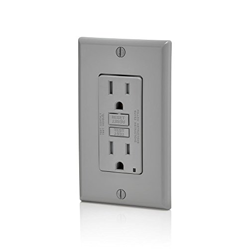 Receptáculo inteligente Leviton GFCI de 15 amperios, color gris y resistente a manipulaciones 4