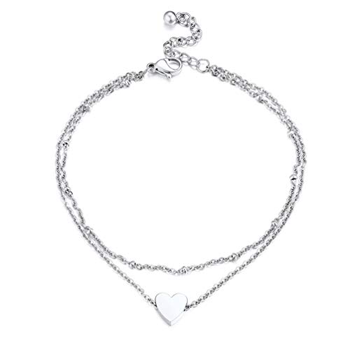 PROSTEEL Beach Jewelry Dainty Ankle Bracelets for Women Gift for Her Heart Chain Anklet Bracelet Cute Anklets