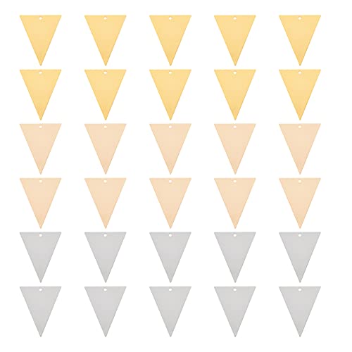 BENECREAT 30PCS Pendentif Charme en Laiton 3 Couleurs, 1.2x1 Pouce Triangle Blank Tag Pendentifs pour Bracelet Boucle d'oreille Pendentif Charms Dog Tags, Forme de Triangle Cover