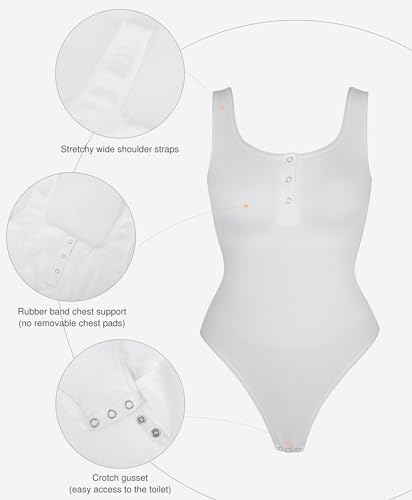 Image of Popilush Bodysuits for Women Tummy Control Body Suits Thong Summer Outfits | Corset Tops Shapewear Henley Shirts Tank Top for Country Concert Going Out Date Night, Comfort All Day