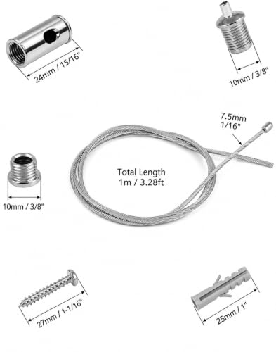 Image of Adjustable Steel Suspension Mounting Kit for LED Ceiling Lights 1m