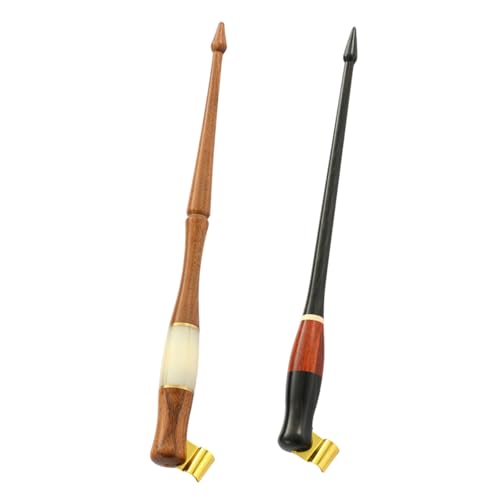 UTHCLO 2個木製斜め?水書道ペンホルダー 軽量ポータブル設計 可能な真鍮フランジ付き 書道初心者とマンガ描画にな多機能ペンホルダー