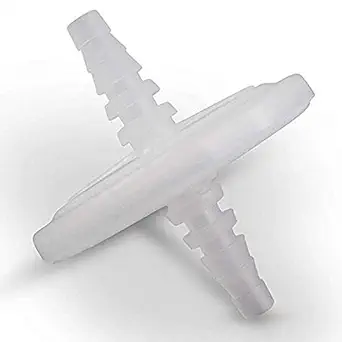 Tisch Brand DF15274 Polytetrafluoroethylene PTFE Disk Filters, 0.22um, 50mm, Stepped Barb: 5/16 to 1/2 inch, 1/pk/10 per Pack | Wettability: Hydrophobic | Volume Throughput (ml): 500-800 |