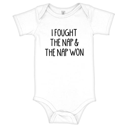 Image of I Fought the Nap & the Nap Has Won Baby Jersey Onesie - Funny Saying Baby Onesie - Printed Baby One-Piece