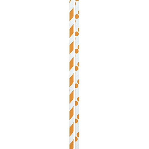Pitillos de papel naranja con puntos y rayas x24 miniatura 1