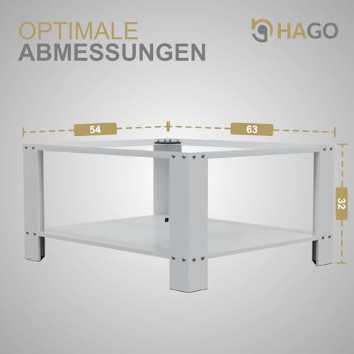 HAGO24 | Waschmaschinen-Untergestell 63x54x32cm | Weiß | Sockel 40cm Höhe | Ablage Unterbau | Gummifüße | Rückenschonend | Ablagefach | 150kg Traglast | Vibrationsschutz