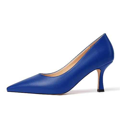 JUSTDANNI Womens Pointed Toe Stylish Slip On Dating Matte Dress Stiletto High Heel Pumps Shoes 2.5 Inch2