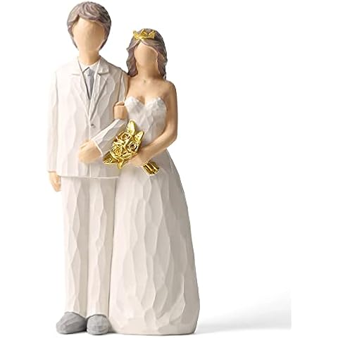 OTANG Bride and Groom Figurines,Hand-Painted Statues,Gifts for Wedding,Resin Sculpture for Shelf Decor Desktop Home Bedroom Living Room Decoration（Wedding） Cover