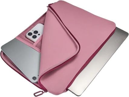 Tucano Doppio Funda Protectora 13/14", Rosa - Neopreno Reciclado, Doble Ranura, Cremallera