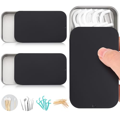 Yiyiring BAN-YIYIRING-0516 3 Pcs Dental Floss Portable Case Sliding Dental Floss Dispenser Metal Floss Stick Refill Box Travel Floss Case cover