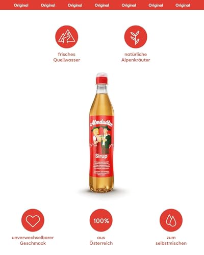 Almdudler Sirup Paket 6 x 700ml: 3 x 700 ml Almdudler Alpenkräuter und 3 x 700 ml Himbeer-Zitrone Getränkesirup - ergibt ca. 7 Liter Limo