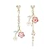 Korean Vintage Resin Sakura Lily of The Valley Drop Earring Cute Cherry Blossom Flower Petal Tassel Dangle Earring for Women Statement Holiday Party Jewelry-B lily