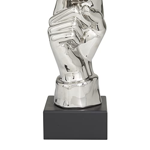 Deco 79 Porcelain Mask Quiet Gesture Sculpture, 5" X 5" X 17", Silver #TOP3