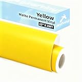 GIRAFVINYL Yellow Vinyl, Matte Yellow Permanent Vinyl for Halloween Home and Car Decal,Sticker,Party,Signs, 12' x 15ft