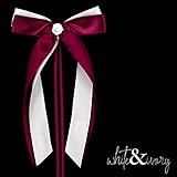 white & ivory 25 Autoschleifen Hochzeit Antennenschleifen | Bordeaux & weiß | doppelt handgebunden mit Rose | hochwertiges Satin | Autoschmuck | Deko Schleife