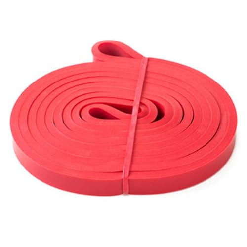 Jeenuuder - Cinta de resistencia de látex resistente, ejercicio elístico, tracción y banda auxiliar, trenes de refuerzo, 1,3 cm, color rojo