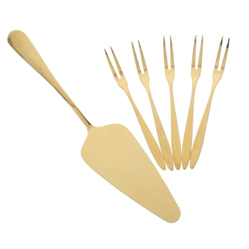 OUNONA Forchette Per Torta e Frutta in Inox Forchetta Da e Forchetta Da Dessert in Oro Per Servire Torte Nuziali e Feste Utensili Robusti e Eleganti Facile Maneggiare Confezione Accattiva