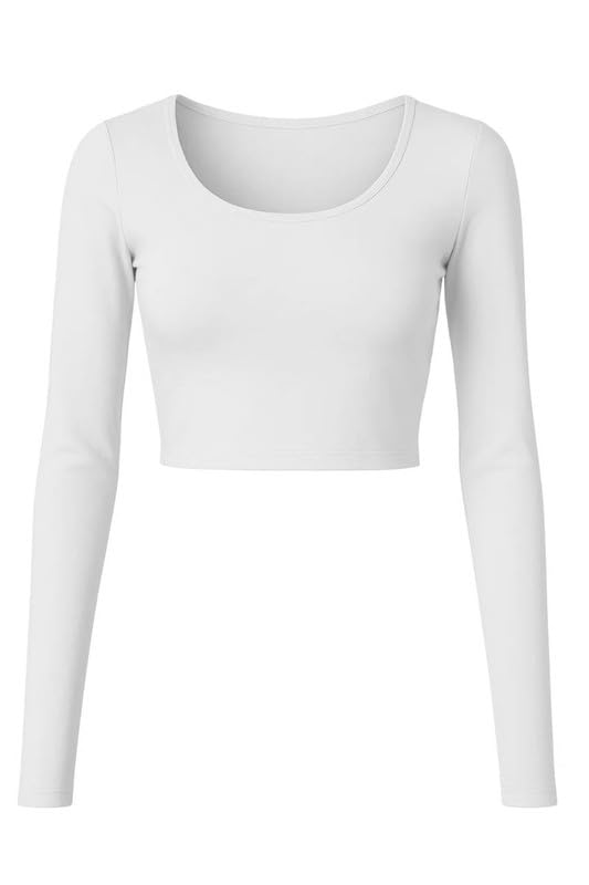 xolani Pure 100% Cotton Basic Regular Sexy Fitted Square Round Neck Full Sleeve Crop tee top t-Shirt for Women & Girls VX13-picture-3
