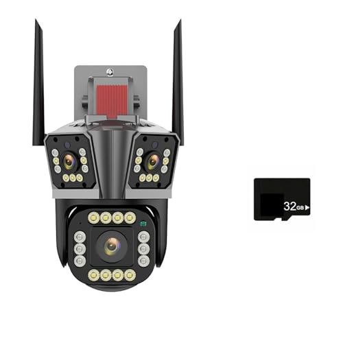Cámara de seguridad para exteriores Cámara IP 5K 12MP HD cámara PTZ de tres lentes for exteriores 2K cámara de seguridad con detección de movimiento de...