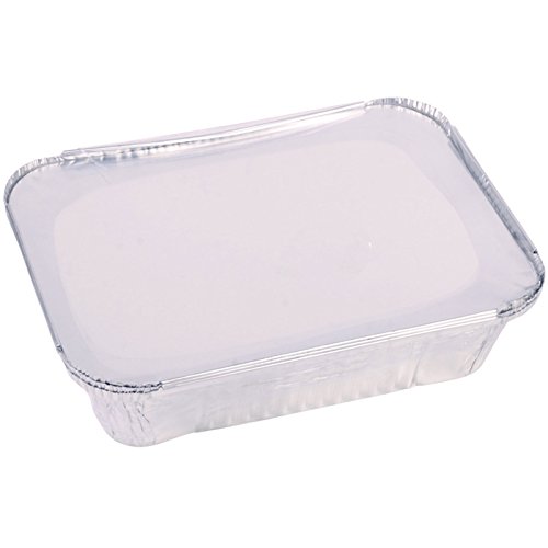 Britwear 3 x Aluminium Foil Takeaway Food Cooking Containers + Lids (255mm x190mm x70mm)