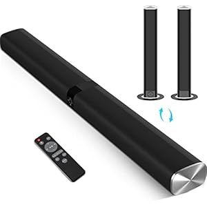 Sound Bar for Smart TV, 80W Soundbar with Bluetooth/ARC/Opt/AUX Connect, Dynamic Volume Boost, 3 Equalizer Modes, 2 in 1 Detachable Soundbar for TV/PC/Gaming/Projectors