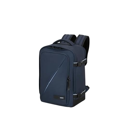 American Tourister Take2Cabin - easyJet Cabin Bag 36 x 20 x 45 cm, 38 L, 0.80 kg, Hand Luggage, Airplane Backpack M Underseater, Blue (Dark Navy), 40 x 25 x 20 cm, ryanair cabin bag
