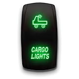 Cargo Light - Green - Laser Etched Toggle Switch 5-PIN MAintained Switch Waterproof Black Shell/ON-O