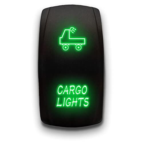 Cargo Light - Green - Laser Etched Toggle Switch 5-Pin Maintained Switch Waterproof Black Shell/On-Off Dpst Illuminated Rocker Switch For Auto Truck Boat Marine - 20A 12V/10A 24V #TOP15