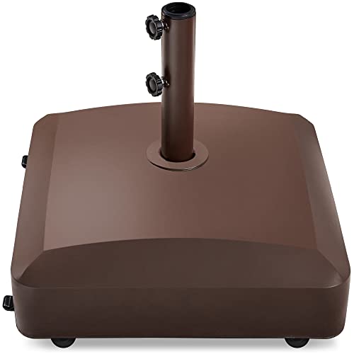 Best Choice Products 123lb Capacity Fillable Mobile Umbrella Base Heavy Duty Market Stand for Patio, Deck, Poolside w/ 4 Wheels, 2 Locks, 2 Knobs, Wind-Resistant Design - Bronze