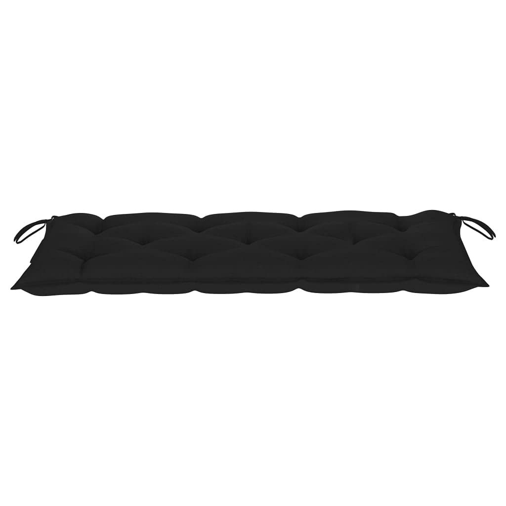 Panca da Giardino Pieghevole in Bambù con Cuscino Nero, 118 cm