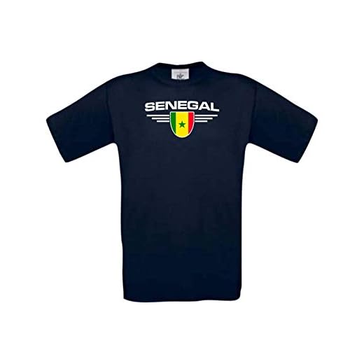 Shirtstown Enfants-Shirt Sénégal, Armoiries nom souhaité et numéro au Choix, Pays, Pays - Bleu, 164