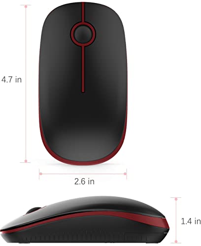 Image of VssoPlor Wireless Mouse, 2.4G Slim Portable Quiet Computer Mice with Nano Receiver for Notebook, PC, Laptop, Computer-Black and Wine Red