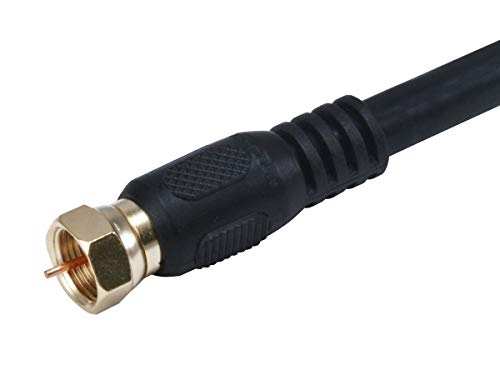 Image of Monoprice RG6 Quad Shield CL2 Coaxial Cable with F Type Connector - 3 Feet, Black