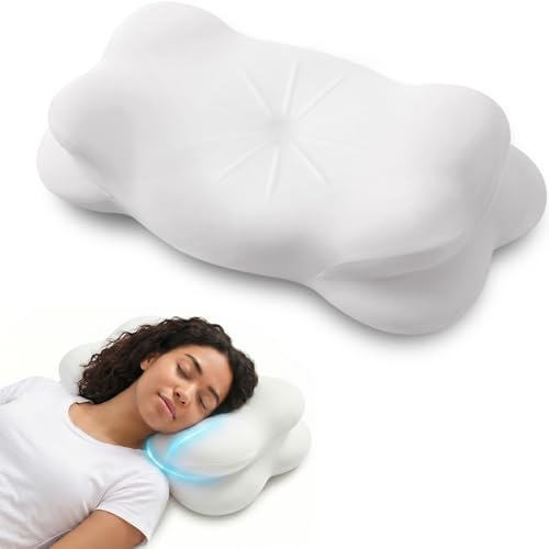 zonhajia Cloud Sleep Pillow Upgrade 3.0 Cloud Neck Pillow Ergonomic Memory Foam Pillow with Adjustable Cervical Support & Cooling Breathable Cover for Side Stomach Sleepers & Back (Medium-White)