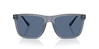 Coach HC8427U Universal Fit Sunglasses, Matte Transparent Blue/Blue Solid, 57 mm