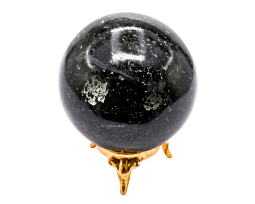 Image of Certified Nuummite Crystal Ball for Meditation - Premium Crystal Vastu Items for Home and Feng Shui Items for Good Luck - Ideal for Pooja Supplies and Spiritual Practices (2.5 inch Inch)