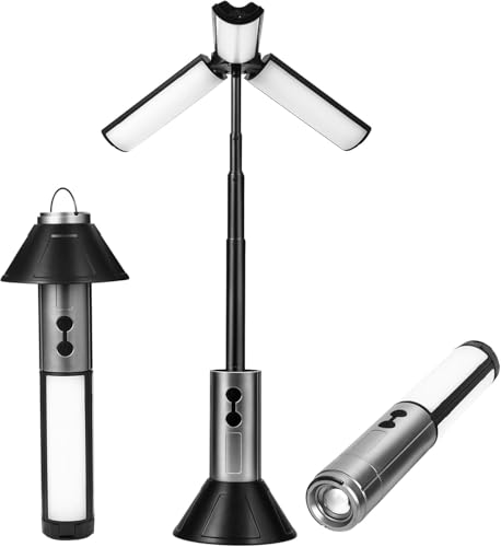 Foldable Camping Light,3000mAh Rechargeable Telescopic Lantern, Waterproof Tent Light, Rotatable Outdoor Lamp with Detachable Lampshade, Portable Flashlight Use for Travel,Fishing,Working