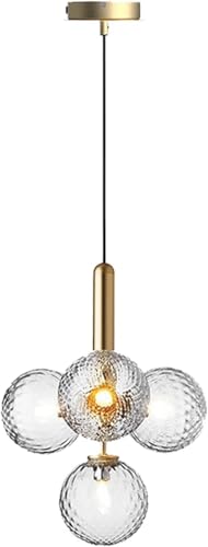 Lampe suspendue îlot de cuisine avec 4 lustres modernes en verre transparent