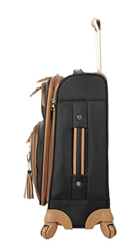 Steve Madden Designer 20 Inch Carry On Luggage Collection - Lightweight Softside Expandable Suitcase For Men & Women - Durable Bag With 4-Rolling Spinner Wheels (Harlo Black) #TOP2