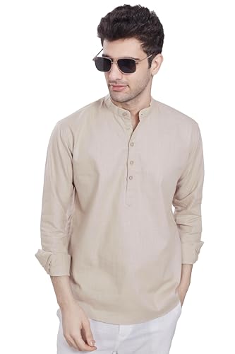 Image of DIVISIVE Men's Slim Fit Full Sleeves Cotton Short Kurta