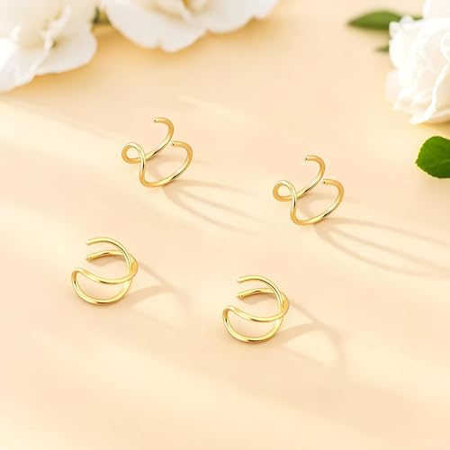 Image of Ear Cuffs Non Piercing 14K Gold Plated Ear Cuff Earrings for Women Trendy Clip on Cartilage Earring Stacks Non Pierced Adjustable Fake Earrings Set Jewelry Christmas Gift 2026 Stocking Stuffers