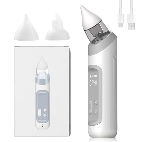 Wxeadu Aspirador Nasal Bebe Electrico, Sacamocos Bebe Electrico con 3 Niveles y 3 Puntas de Silicona, Recargable Aspirador Nasal Eléctrico, Aspirador Nasal Electrico con Función de Música y Luz