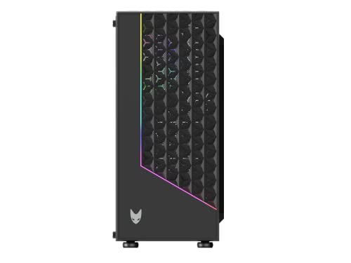 Oversteel - Iridium Gaming PC Gehäuse Kompatibel mit ATX, Micro ATX und ITX Boards, 120mm A-RGB Lüfter, Mesh Front, 2 Staubfilter, gehärtetes Seitenglas, USB 3.0, Schwarz