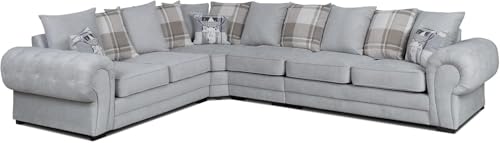 Verona 3C2 Corner Sofa | Dual Arm 6 Seater Couch | Scatter Back Corner Sofa for Living Room (Grey Left Hand)