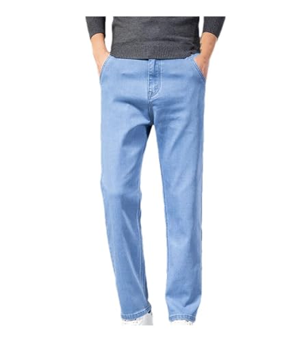 Men's Loose Business Casual Jeans Classic Style Straight-Fit Stretch-Denim Pants Male Trousers