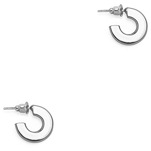 PAVOI 14K White Gold Hoop Earrings For Women | 4mm Flat Thick 15mm Infinity Gold Hoops Women Earrings | Gold Plated Loop Earrings For Women | Lightweight Hoop Earrings Set For Girls