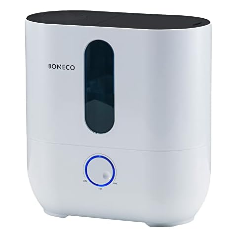 BONECO U310 2 in 1 Top Fill Warm Mist Ultrasonic Plastic Humidifier with Auto Shut-Off and Low-Indicator Light Features for Indoor, White Cover